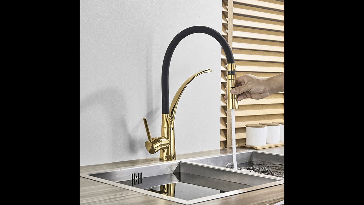 Kitchen tap top black gold Gaspar 46 cm modern mixer kitchen rea 